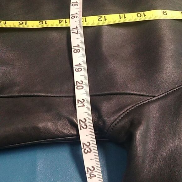 Vintage Reed Women's Black Leather Lg-XL? Swing Three Button Soft Roll cuffCoat - Picture 7 of 13